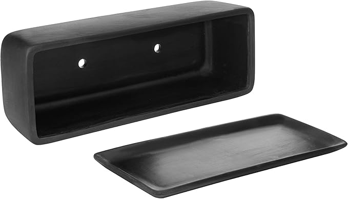 MyGift 14 Inch Ceramic Indoor Plant Pot, Rectangular Succulent Planter, Decorative Flower Planter with Drainage Hole and Removable Tray, Matte Black MyGiftHome