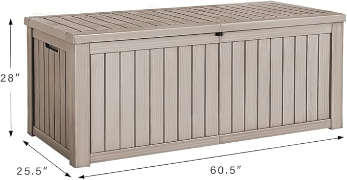 Devoko 150 Gallon Deck Box Resin Outdoor Storage Box Waterproof Storage Container for Patio Furniture Cushions DEVOKO