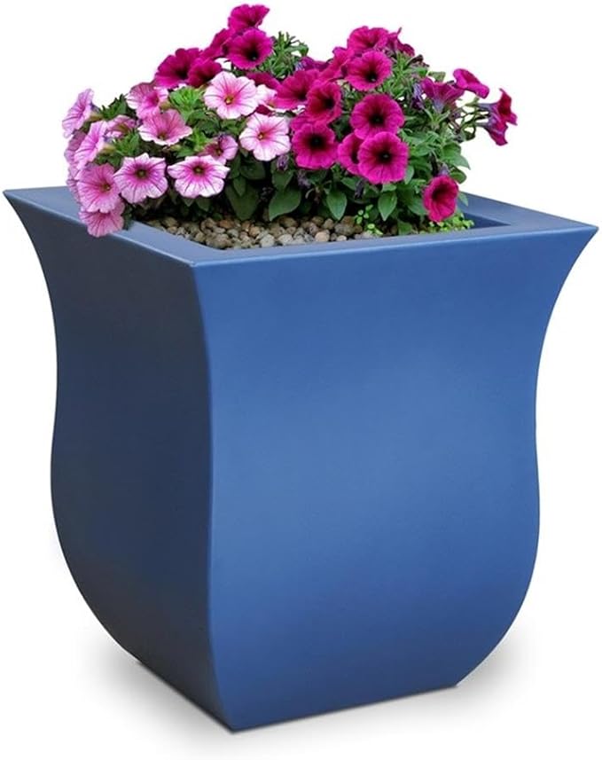 Mayne 5873-NB Polyethylene Planter, Neptune Blue 16x16 Mayne