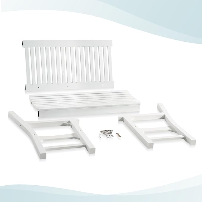 Psilvam 2-Person Poly Lumber Outdoor Bench with 700 Lbs Weight Capacity – Weatherproof Garden Seating for, Balcony Porch & Park, All-Weather Fade-Resistant Patio Furniture (White) PsilvamGardenFurniture