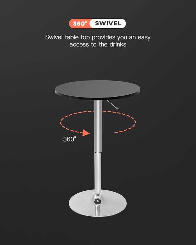 Modern Bar Table Height Adjustable Kitchen Dining Table Round Pub Table Counter Table Bar Top Table Tall Table Hydraulic Dining Room Home Kitchen Table FDW
