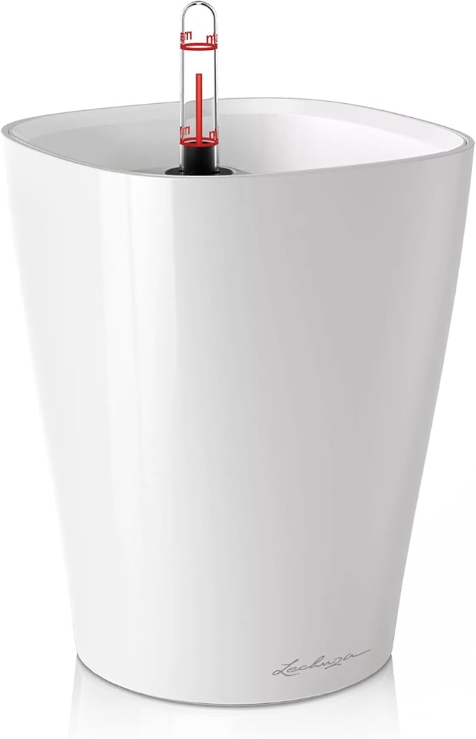 Lechuza 14900 Deltini Self-Watering Planter for Indoor and Outdoor Use, 6" x 6" x 7", White LECHUZA