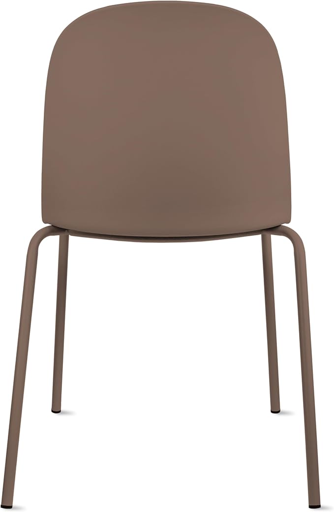2xhome Set of 4 Modern Stackable Armless Dining Chairs | Plastic Shell Seat with Metal Legs | Indoor or Outdoor Use | Home Kitchen Patio, Brown 2xhome