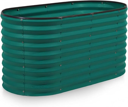Plant & Plot Galvanized Raised Garden Beds Outdoor // 4×2×2 ft Planter Raised Beds for Gardening, Vegetables, Flowers // Large Metal Garden Box (Dark Green) // Patented Tool-Free Design PlantPlot