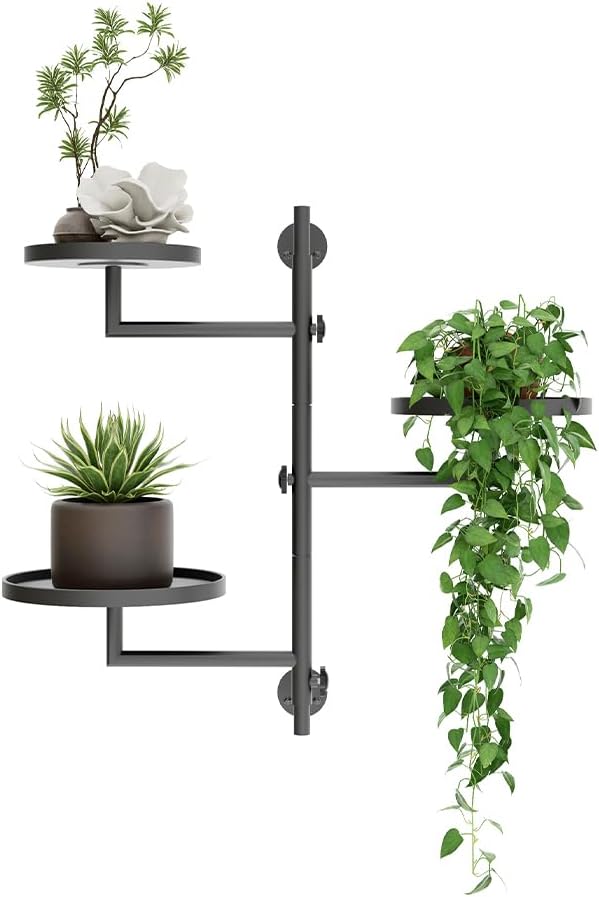 Rotating Wall Plant Shelves Plant Shelf for Window 3-Tier Metal Wall Plant Holder for Multiple Plants with Hanging Indoor Home Decor Wehaveahome