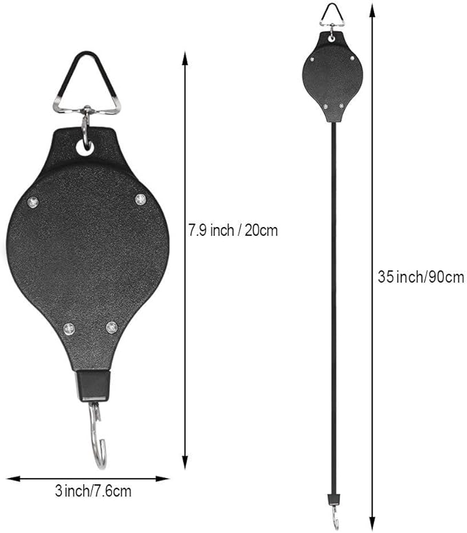 Pack Plant Hook Pulley, Retractable Plant Hanger Easy Reach Hanging Flower Basket for Garden Baskets Pots and Birds Feeder Hang High up and Pull Down to Water Or Feed (White 2Pack) Lythor