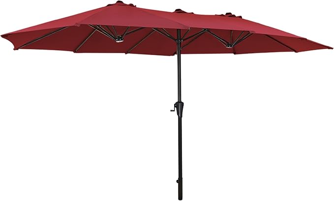 SUPERJARE 13FT Outdoor Umbrella for Patio, Double sided Pool Umbrellas with Fade Resistant Canopy, Large Table Umbrella for Deck, Market, Backyard - Burgundy SUPERJARE