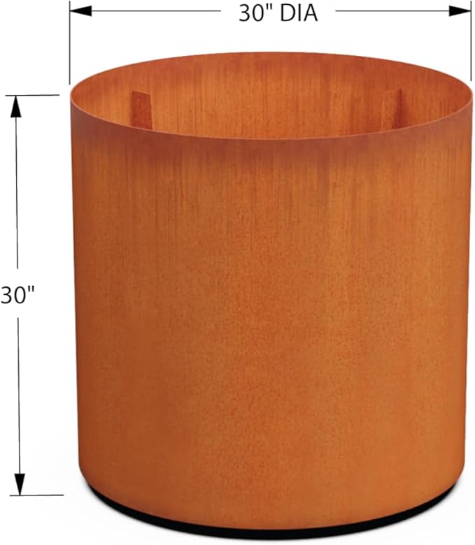 PLANTERCRAFT Corten Steel Metal Planter Box, Round Sizes, Modern Garden Steel planters for Commercial and Residential Outdoor Use. Plantercraft