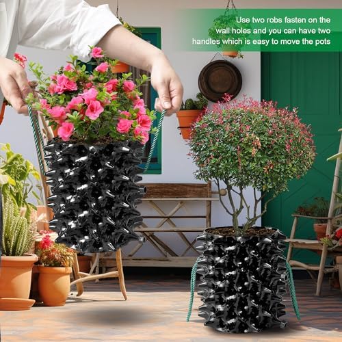 1 Gallon Air Pruning Containers, New Plastic Nursery Pots, Fruit Vegetable Garden Self-Planting Pots, Black (1G-10P) RooTrimmer