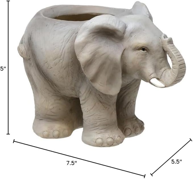 Spoontiques Decorative Flower Pots for Indoor and Outdoor Use – Hand Painted Resin Plant Pot – Home and Garden Décor (Elephant, 5" x 7.5" x 5.5") Spoontiques