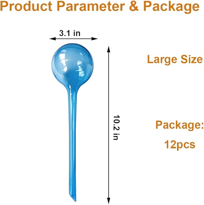 Large 12pcs Plant Watering Globes - Automatic Plant Watering Bulbs for Indoor & Outdoor Potted Plants, Durable Plastic Garden Watering Devices MOONSOUND