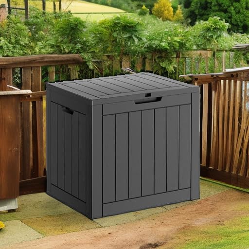 31 Gallon Resin Deck Box, Lockable Patio Outdoor Storage Box for Furniture, Garden Tools and Tools Storage, Waterproof Outside Storage Boxes - Black OutdoorLivingPerfected