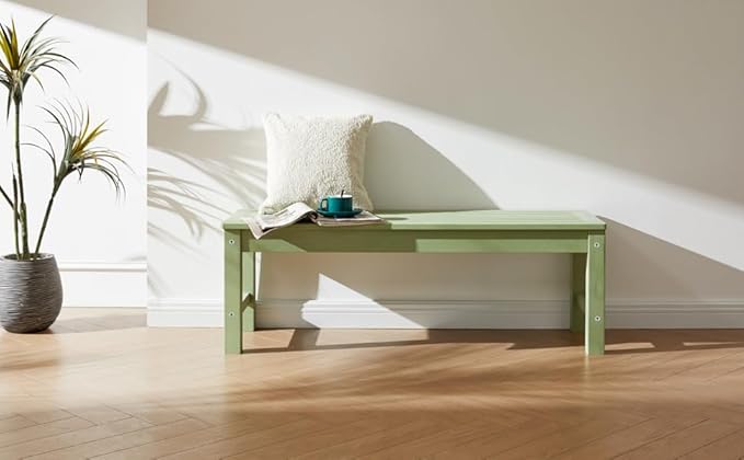 Psilvam Outdoor Bench, Two Person Poly Lumber Porch Bench, Weatherproof Garden Bench That Never Rot and Fade, All-Weather Patio Bench Suit for Garden, Porch, and Park (Green) PsilvamGardenFurniture
