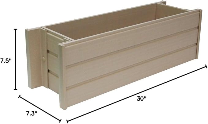 New Age Garden EPWB103-R30 ecoFLEX Rectangular Flower or Herb Window Box, 30" Wide, Tan NewAgePet