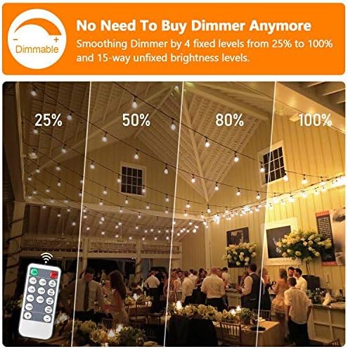 Lakumu 2-Pack 3 Color Dimmable LED Outdoor String Lights for Patio with Remotes, 96FT Waterproof Hanging Lights with Shatterproof Edison Bulbs for Bistro Backyard-Warm White/Neutral White/Daylight Lakumu