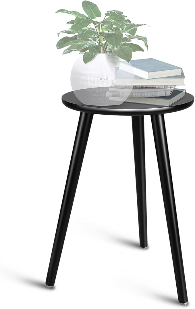 Uneedem Indoor Plant Stand, Modern Plant Table 16.5" Tall Wood Mid Century Flower Holder Small Round Side End Table Uneedem