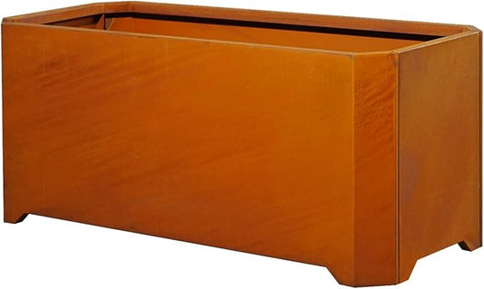 Corten Steel Planter Box-32"x15"x15"-Large Rectangular Planters For Outdoor Plants, Heavy Duty Rustic Tall Planter With Raised Support Feet For Patio, Deck, Garden, Yard, Drain Holes, Easy Assembly GJWCVLOUTDOORLIFESELLER