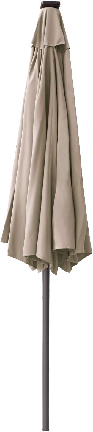 ABCCANOPY Durable Solar Led Patio Umbrellas with 32LED Lights 9FT (khaki) ABCCANOPY