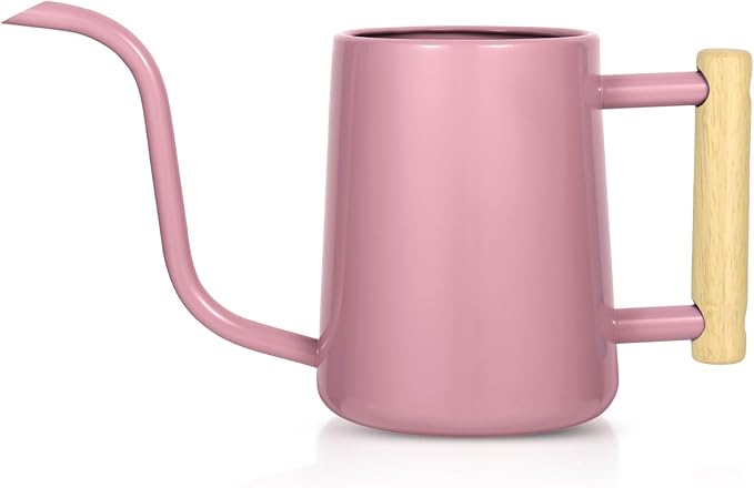 Watering Can Indoor Plants, 35 oz/1000 ml Metal Stainless Steel Watering Can Pot with Long Spout for Indoor House Plants Bonsai Outdoor Garden Flower Decorative (Pink) Rootora