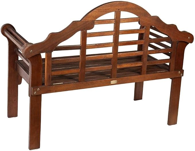 Plow & Hearth Weatherproof Lutyens Eucalyptus Wood Garden Bench | Foldable Patio Benches | Outdoor Furniture Seating for Porch Park Deck | Natural PlowHearth