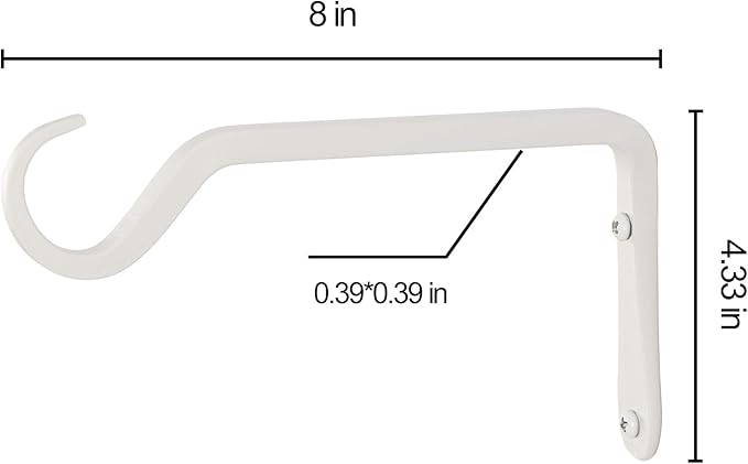 8" Plant Hangers 2-Pack - Heavy Duty Rust-Resistant Steel Hooks for Bird Feeders, Indoor/Outdoor Plants & Wall Decor, White YELOKIE