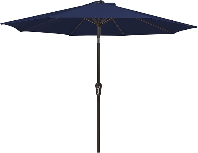 MEWAY 9ft Patio Umbrella Outdoor Table Umbrellas with Push Button Tilt and Crank, Market Umbrella 8 Sturdy Ribs for Deck, Garden, Pool and Backyard, Navy MEWAY