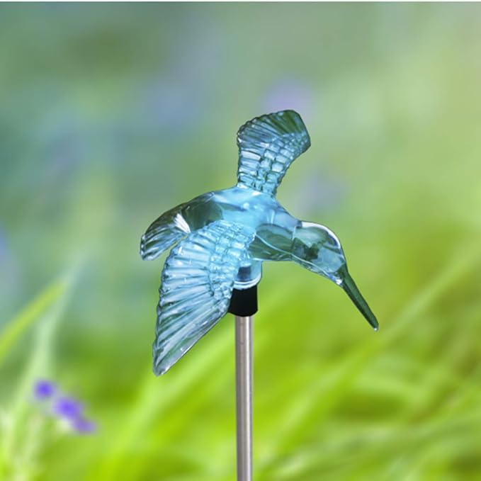 Outdoor Solar Garden Stake Light - Color Changing Decorative LED Stake Lamp In-ground Landscaping Lighting for Garden Patio Yard Lawn Pathway Flower Bed Decor Decorations Figurine Hummingbird QIDEA
