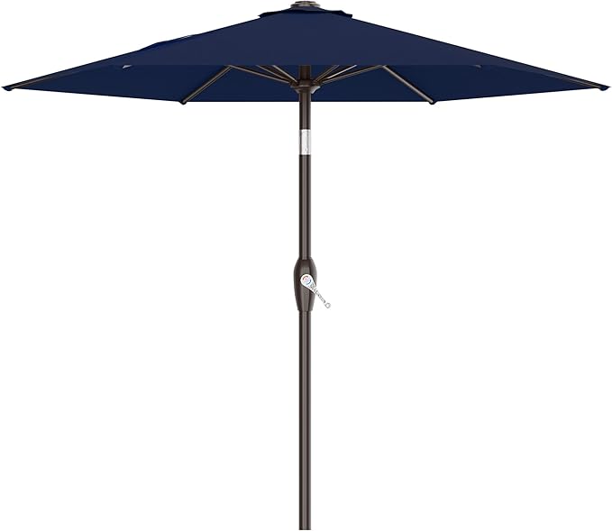 AreShark 7.5FT Patio Umbrella Table Market Umbrella with 6 Sturdy Ribs, Button Tilt/Crank Heavy-Duty Round Outdoor Umbrellas for Garden, Deck, Backyard,and Pool, Navy Rootora