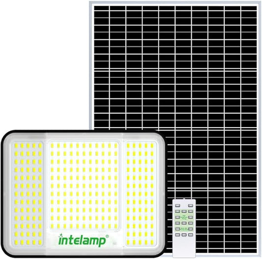 intelamp Solar Flood Lights Outdoor Waterproof, 20000mAh 2000LM Floodlight Exterior with Remote 16.4 FT Cable, 2-12H Timer Dusk to Dawn Security Spots Lighting Outside for Garden Pathway IntelampSolarLightingArtist