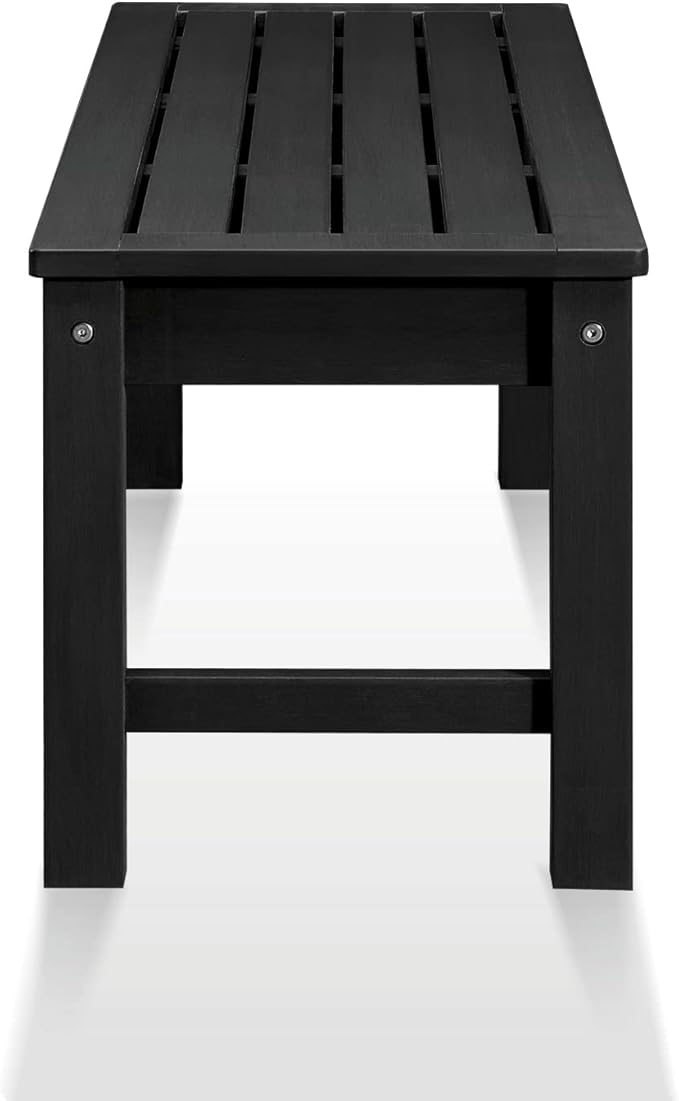 Psilvam Knight Bench, Two Person Outdoor Poly Lumber Patio Backless Bench, Weatherproof Garden Bench That Never Rot and Fade, Suit for Garden, Porch and Park (Black) PsilvamGardenFurniture