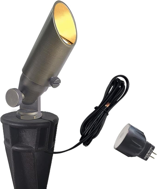 COLOER Mini Size Die-cast Brass Landscape SpotLights Outdoor, 2.5W 12Volt AC/DC Low LED Voltage Spot Light, IP65 Waterproof Light Houses Decorations for Yard, Bronze,2700K Warm White(104B) COLOER