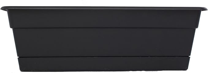 Bloem Dura Cotta 18" Black Resin Rectangle Window Box Planter with Saucer Tray for Indoor and Outdoor Gardening Bloem
