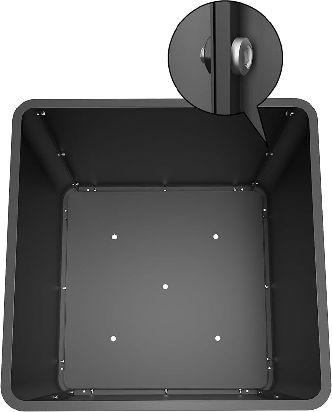 Large Metal Square Planter 26" L x 26" W x 26" H, Heavy Duty Black Large Outdoor Planters with Drainage Hole for Porch/Patio/Garden Gardenaire