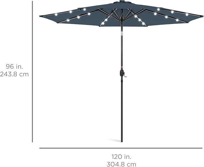 Best Choice Products 10ft Solar Polyester LED Lighted Patio Umbrella w/Tilt Adjustment and UV-Resistant Fabric BestChoiceProducts