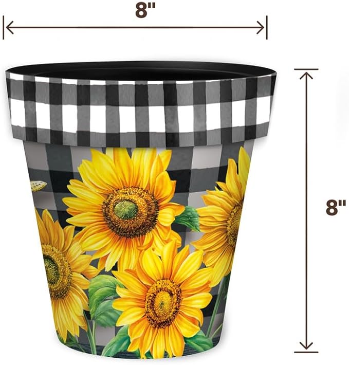 Briarwood Lane Checkered Sunflowers Decorative Small Planter BriarwoodLane