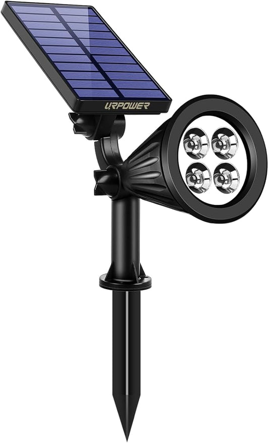 URPOWER Solar Lights Outdoor, 2-in-1 Waterproof Adjustable Solar Spotlights Outdoor Wall Light, Dusk-to-Dawn Solar Powered Landscape Lights for Backyard/Garden/Pathway/Pool/Porch (1 Pack, Cool White) URPOWER