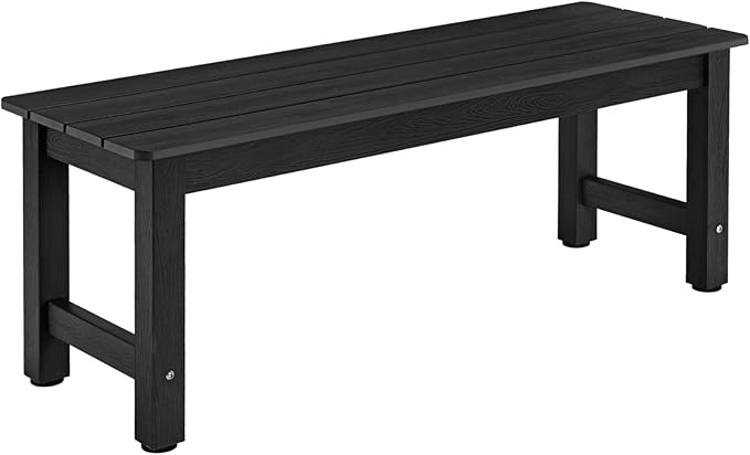 ONBRILL Outdoor Benches Weatherproof, 2-Person Poly Lumber Garden Bench, All-Weather Patio Bench Will not Rot and Fade for Garden, Porch, Backyard and Park, Easy Installation, Black ONBRILL