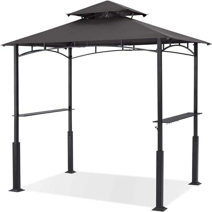 ABCCANOPY 8x5 Grill Gazebo - Outdoor BBQ Canopy Shelter with Led Light for Patio Backyard Grilling (Dark Grey) ABCCANOPY