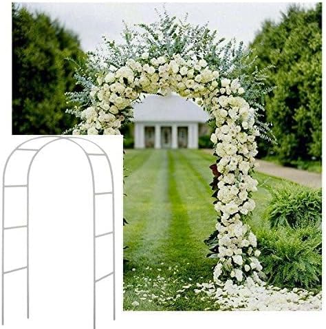 Adorox Metal Garden Arch Trellis for Climbing Plants 7.8ft Outdoor Arch Wedding Halloween Christmas Vine Trellis Pumpkin Archway Assemble Freely 2 Sizes White ADOROX