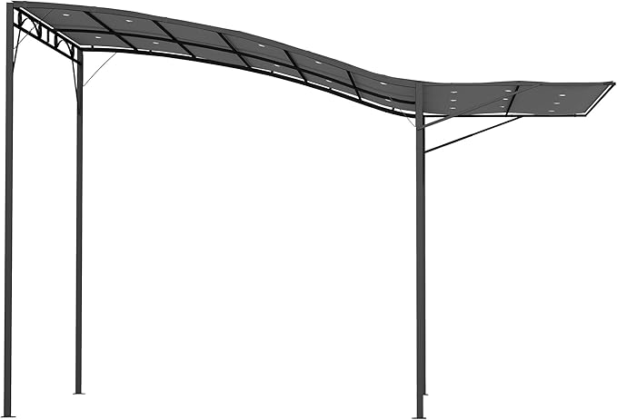 Outsunny 10' x 8' Outdoor Pergola and Patio Gazebo, Extendable Side Awning, Sun Shade Shelter for Garden, Camper, Deck, Doors and Windows, Dark Gray Outsunny