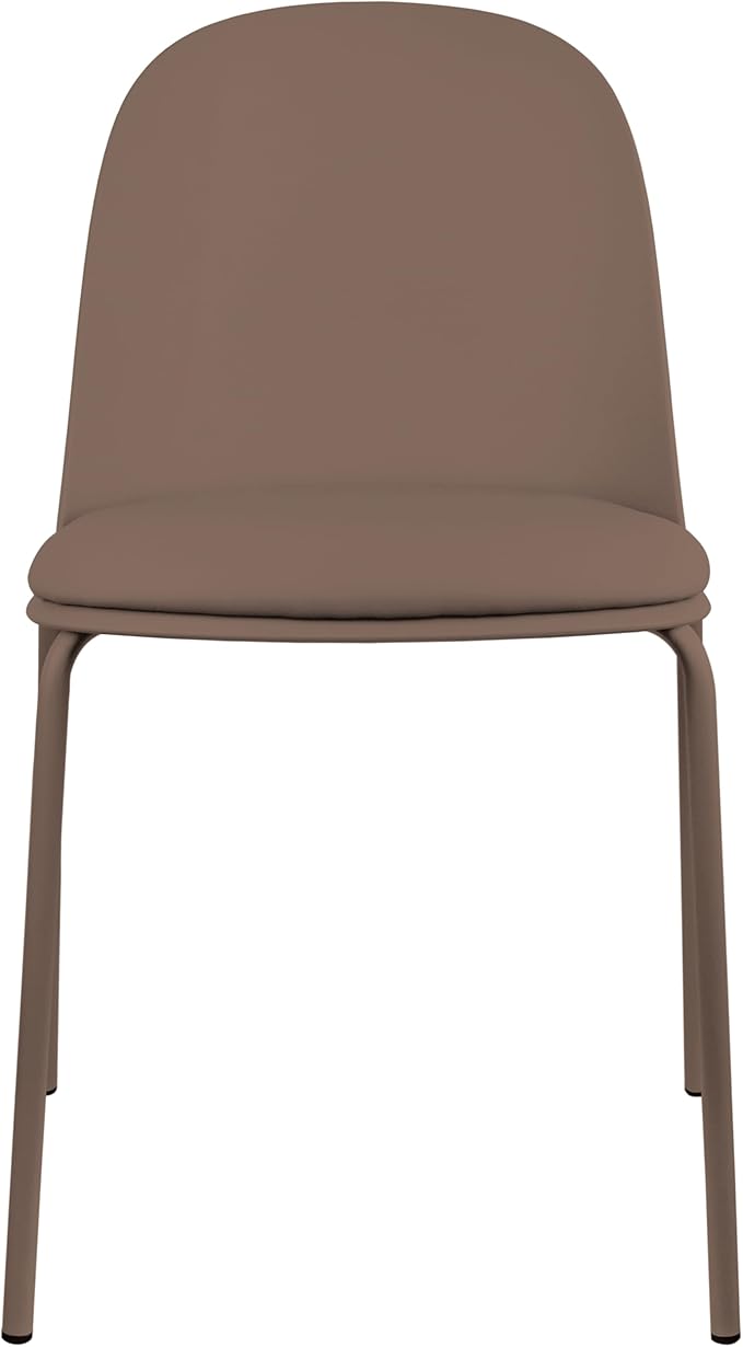 2xhome Parent Modern Stackable Armless Dining Chair | Plastic Shell Seat with Metal Legs | Indoor or Outdoor Use | Home Kitchen Patio (4, Brown, Padded Seat) 2xhome
