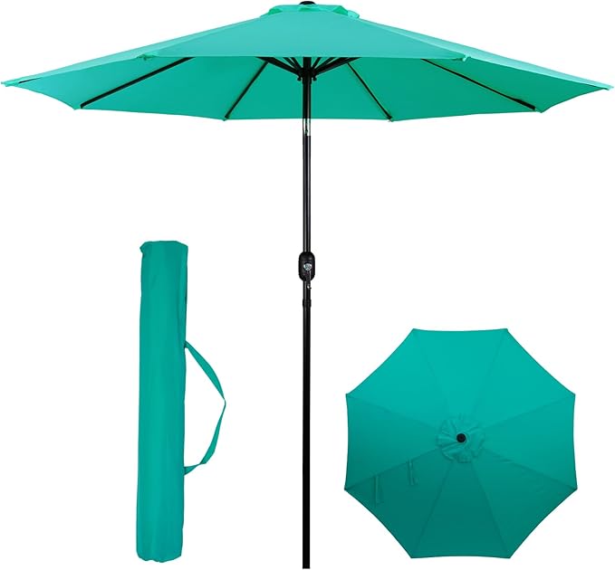 Backyard Expressions 9 ft. Patio Umbrella, Market Table Umbrella w/Tilt and Crank, 8 Ribs BackyardExpressions
