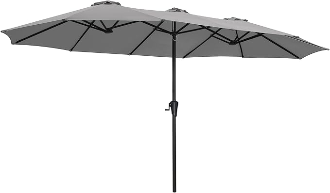 SUPERJARE 15FT Outdoor Umbrella for Patio, Double sided Pool Umbrellas with Fade Resistant Canopy, Large Table Umbrella for Deck, Market, Backyard - Gray SUPERJARE