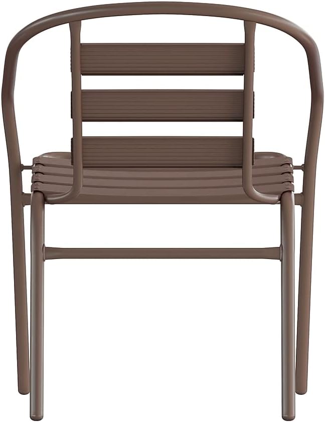 Flash Furniture Lila Metal Restaurant Stack Chairs with Metal Slats, Set of 4, Bronze FlashFurniture