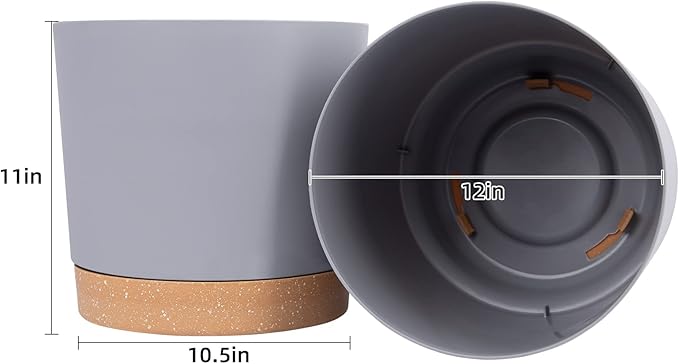 QCQHDU 12 inch Plant Pot, 2 Pack Planters for Indoor Plants with Drainage Holes & Saucer, Outdoor Flower Pots Home Garden Modern Decor QCQHDU