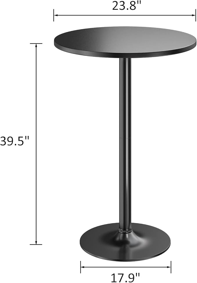 Furmax Bistro Pub Table Round Bar Height Cocktail Table for Home Bar, Small Round Bar Tables for Party, Dining Room, Living Room and Wedding, Metal Base MDF Top Obsidian, 40.6 Inch Height (1, Black-1) Furmax