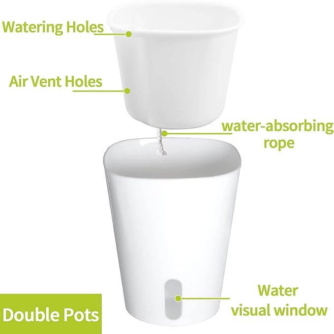 3" Self Watering Pots,20 Sets Self Watering Planter Pots for Indoor Plants with Water Level Indicator and Multiple Vents,Self Watering Planters,Self Watering Plant Pot for House Plants,Flowers,Herbs TCBWFY