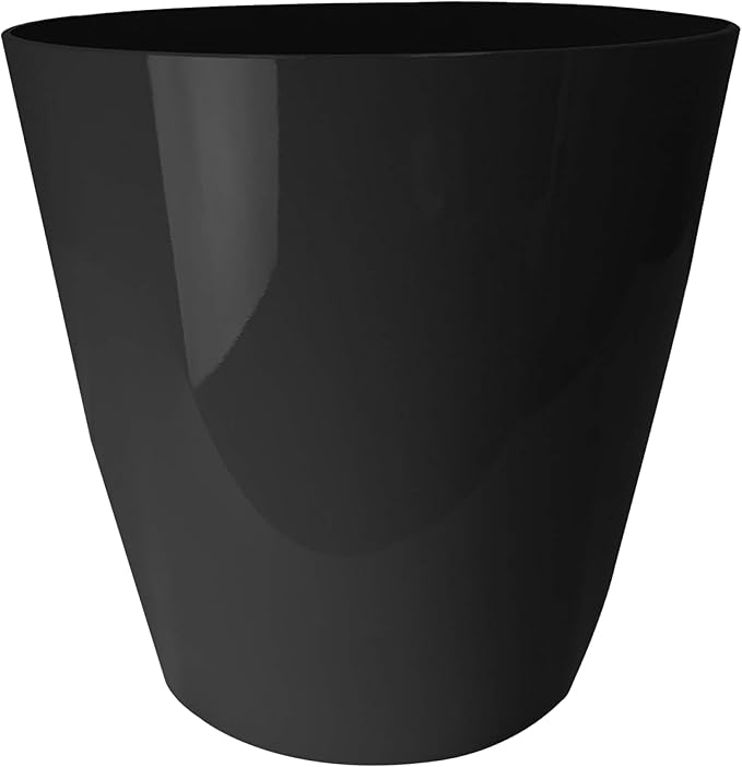The HC Companies Aria Round Self-Watering Pot - Lightweight Plastic Planter for Herbs & More - Durable Plant Pots for Indoor Plants & Outdoor Plants (10" Glossy Black, Pack of 1) TheHCCompanies