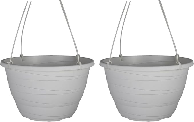 The HC Companies 13 Inch Wrapt Hanging Planters, Lightweight UV-Resistant Plastic Hanging Planters for Indoor & Outdoor Plants, 2-Pack Hanging Flower Pots for Garden, Patio & Home Decor, White TheHCCompanies