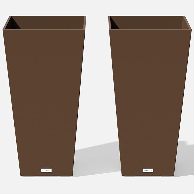 Veradek V-Resin Indoor/Outdoor Taper Planter, Set of 2 (30 inch, Espresso) VeradekOutdoor